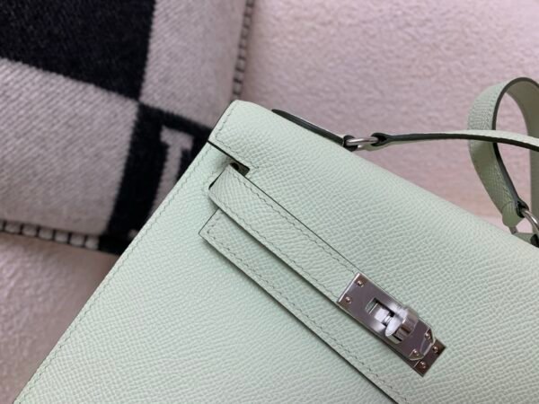 Kelly Desordre 20CM 6U Vert d’Eau Epsom Leather Silver Hardware Top Quality