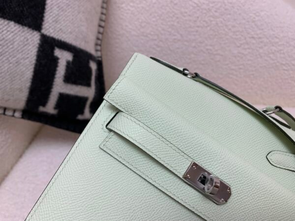 Kelly Desordre 20CM 6U Vert d’Eau Epsom Leather Silver Hardware Top Quality