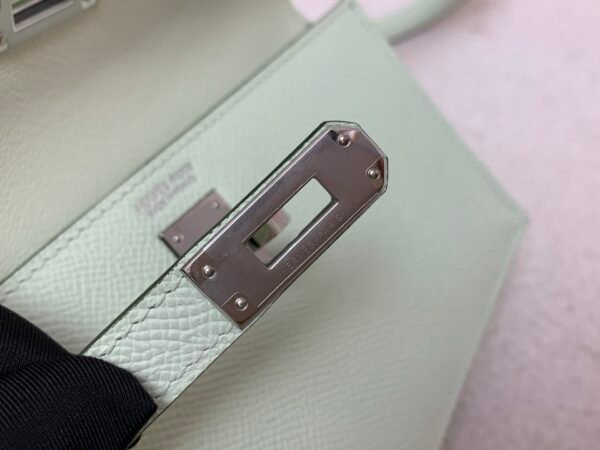 Kelly Desordre 20CM 6U Vert d’Eau Epsom Leather Silver Hardware Top Quality