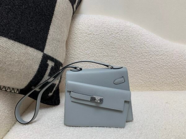 Full Handmade Kelly Desordre 20CM P0 Gris Pantin Epsom Leather Silver Hardware