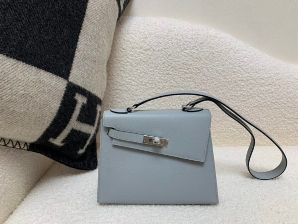 Full Handmade Kelly Desordre 20CM P0 Gris Pantin Epsom Leather Silver Hardware