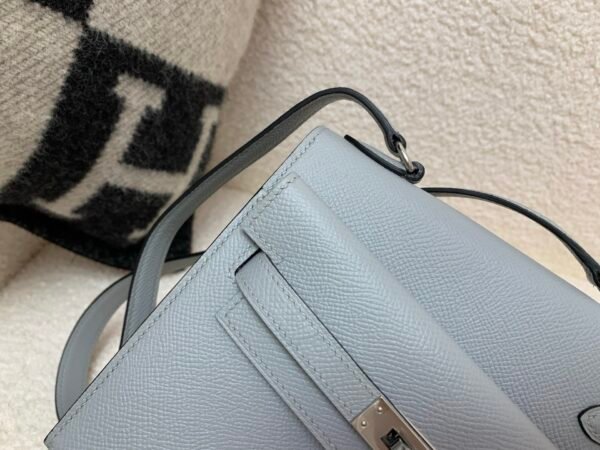 Full Handmade Kelly Desordre 20CM P0 Gris Pantin Epsom Leather Silver Hardware