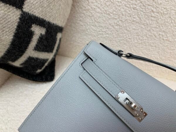Full Handmade Kelly Desordre 20CM P0 Gris Pantin Epsom Leather Silver Hardware