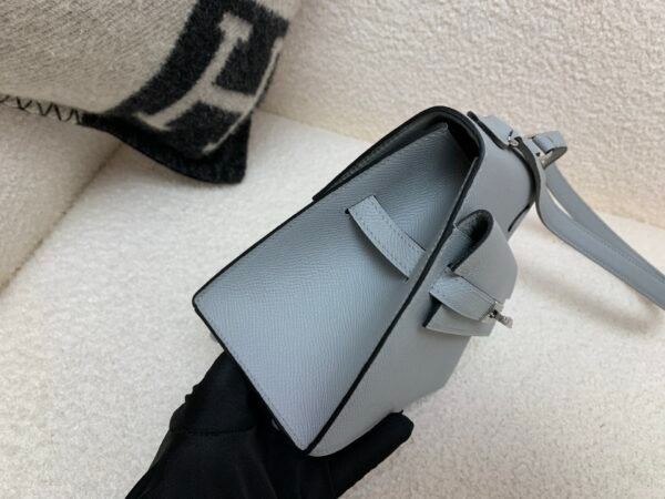 Full Handmade Kelly Desordre 20CM P0 Gris Pantin Epsom Leather Silver Hardware