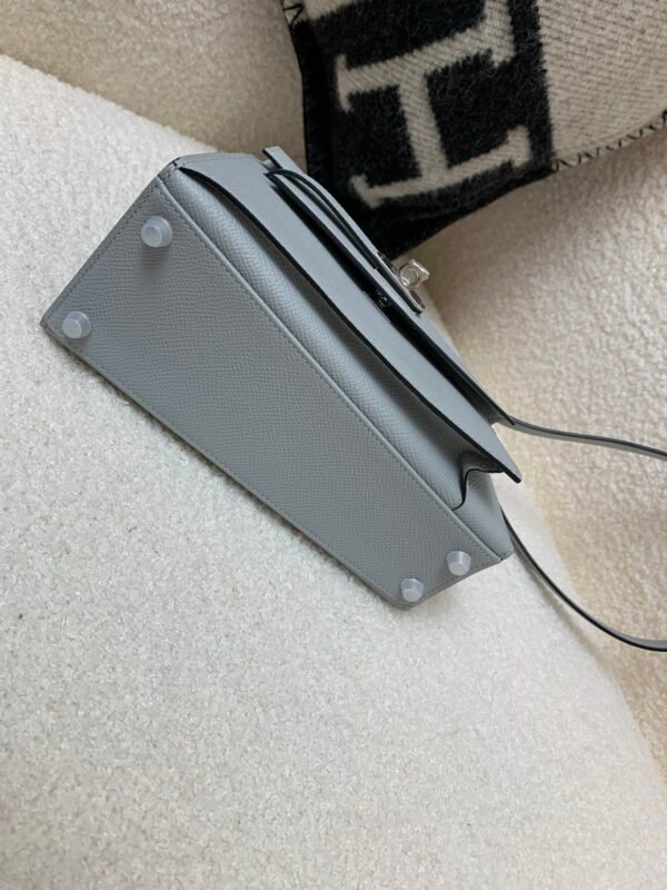 Full Handmade Kelly Desordre 20CM P0 Gris Pantin Epsom Leather Silver Hardware