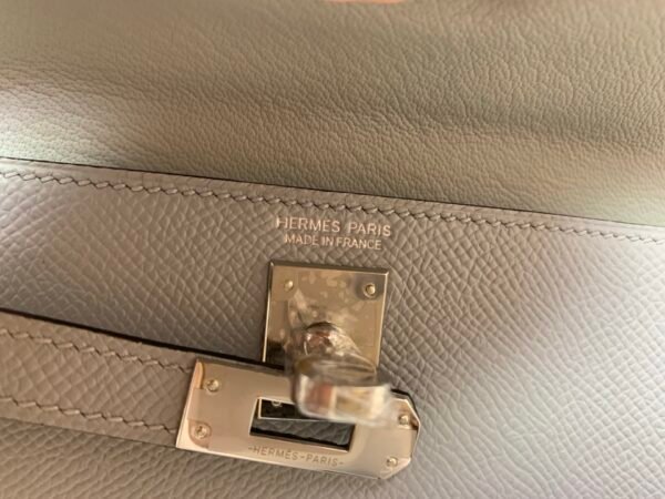 Full Handmade Kelly Desordre 20CM P0 Gris Pantin Epsom Leather Silver Hardware