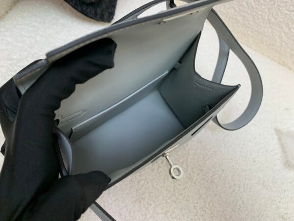 Full Handmade Kelly Desordre 20CM P0 Gris Pantin Epsom Leather Silver Hardware