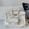 Full Handmade Quality Birkin Cargo 35CM i2 Nata Canvas/ Swift Leather Silver Hardware