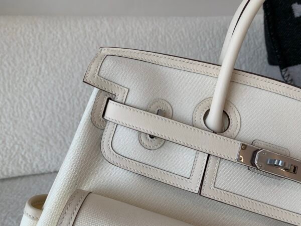 Full Handmade Quality Birkin Cargo 35CM i2 Nata Canvas/ Swift Leather Silver Hardware