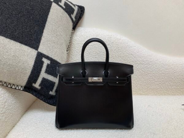 Germany sales Birkin 25CM 89 Nior Box Leather Silver Hardware Full Handmade