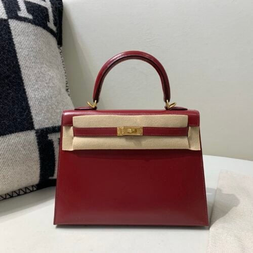 wsxc1775665768925_0 Kelly 25CM 55 Rouge H Box Leather Gold Hardware Global Sales Full Handmade