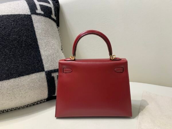 Kelly 25CM 55 Rouge H Box Leather Gold Hardware Global Sales Full Handmade