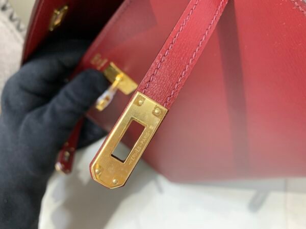 Kelly 25CM 55 Rouge H Box Leather Gold Hardware Global Sales Full Handmade