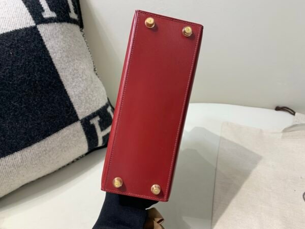 Kelly 25CM 55 Rouge H Box Leather Gold Hardware Global Sales Full Handmade