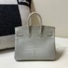 Global Shipping Birkin 25 80 Gris Perle Gold Hardware Lady Handle bag Full Handmade