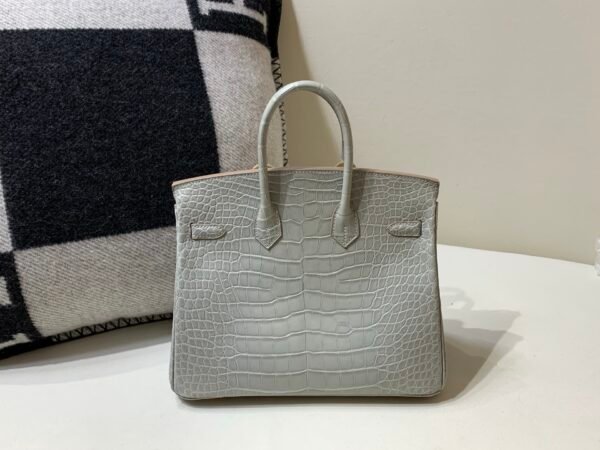 Global Shipping Birkin 25 80 Gris Perle Gold Hardware Lady Handle bag Full Handmade