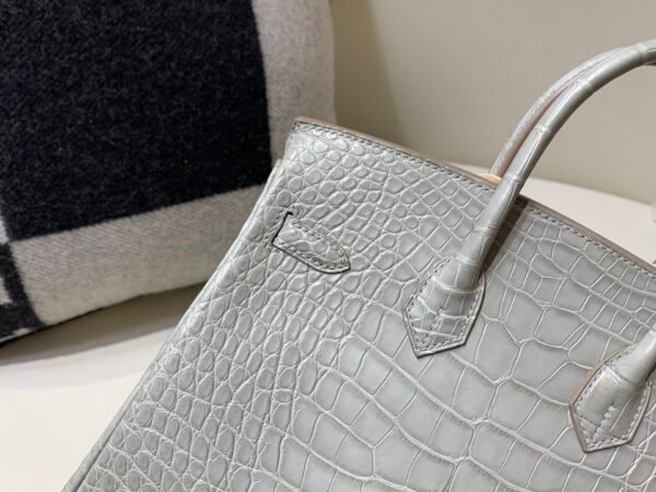 Global Shipping Birkin 25 80 Gris Perle Gold Hardware Lady Handle bag Full Handmade