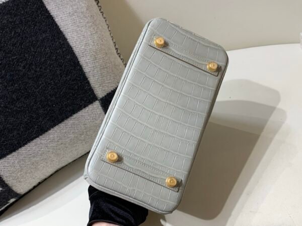 Global Shipping Birkin 25 80 Gris Perle Gold Hardware Lady Handle bag Full Handmade