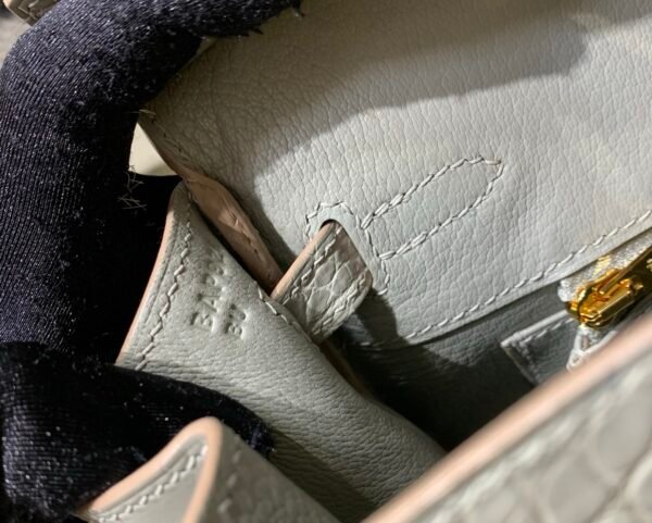 Global Shipping Birkin 25 80 Gris Perle Gold Hardware Lady Handle bag Full Handmade