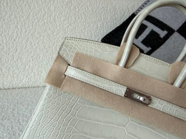 Full Handmade Birkin 25cm 8L Beton Alligator Leather Silver Hardware
