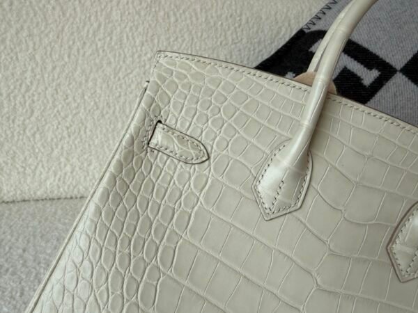 Full Handmade Birkin 25cm 8L Beton Alligator Leather Silver Hardware