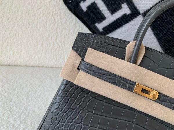 Whole sales Birkin 25cm 8F Etain Alligator Leather Gold Hardware Full Handmade
