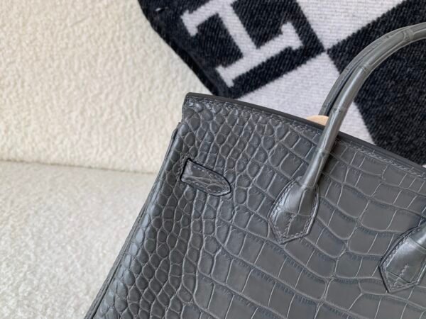 Whole sales Birkin 25cm 8F Etain Alligator Leather Gold Hardware Full Handmade