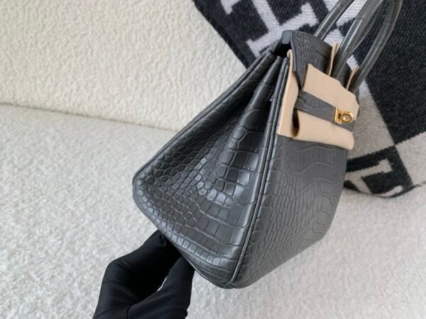 Whole sales Birkin 25cm 8F Etain Alligator Leather Gold Hardware Full Handmade