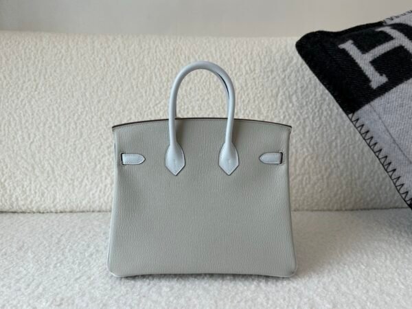 Global Shipping Birkin 25cm chevre Leather 80 Gris Perle T0 Bleu Brume Silver Hardware