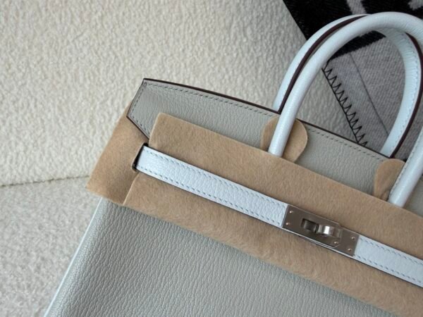 Global Shipping Birkin 25cm chevre Leather 80 Gris Perle T0 Bleu Brume Silver Hardware