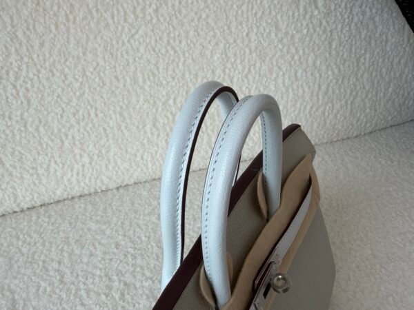 Global Shipping Birkin 25cm chevre Leather 80 Gris Perle T0 Bleu Brume Silver Hardware