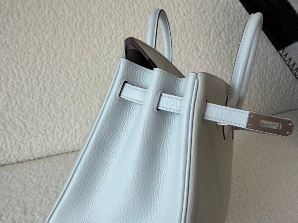 Global Shipping Birkin 25cm chevre Leather 80 Gris Perle T0 Bleu Brume Silver Hardware