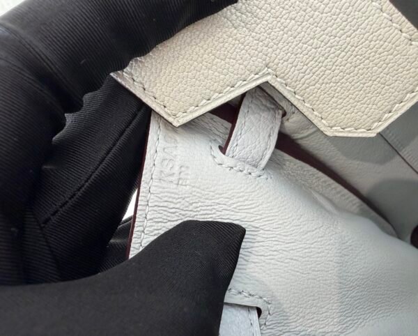 Global Shipping Birkin 25cm chevre Leather 80 Gris Perle T0 Bleu Brume Silver Hardware