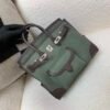 Birkin Cargo 25CM 60 Vert Bronze Top Handmade Canvas swift leather silver hardware