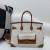 Top Handmade Quality Birkin Cargo 35CM CK37 Gold Canvas/ Swift Leather Silver Hardware