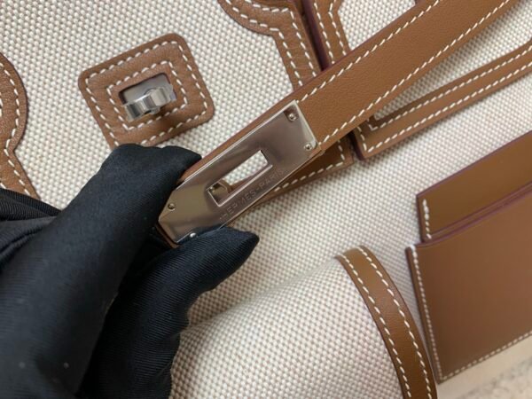 Top Handmade Quality Birkin Cargo 35CM CK37 Gold Canvas/ Swift Leather Silver Hardware