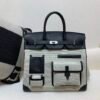 Top Quality Birkin Cargo 40CM 89 Nior Canvas/ Swift Leather Full Handmade Silver Hardware