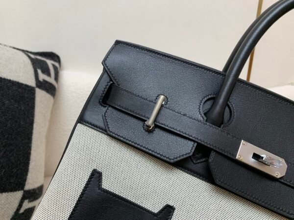 Top Quality Birkin Cargo 40CM 89 Nior Canvas/ Swift Leather Full Handmade Silver Hardware