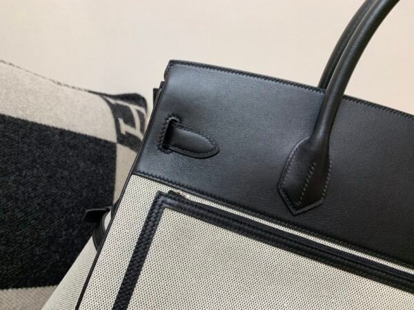 Top Quality Birkin Cargo 40CM 89 Nior Canvas/ Swift Leather Full Handmade Silver Hardware