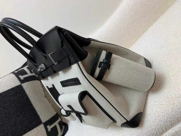 Top Quality Birkin Cargo 40CM 89 Nior Canvas/ Swift Leather Full Handmade Silver Hardware