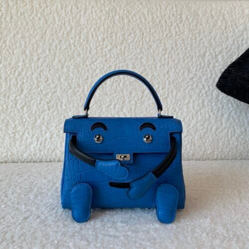 wsxc1777136284914_0 Top Handmade Kelly doll 16CM I7 Bleu Zellige Alligator Leather Silver Hardware