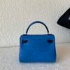 Top Handmade Kelly doll 16CM I7 Bleu Zellige Alligator Leather Silver Hardware