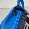 Top Handmade Kelly doll 16CM I7 Bleu Zellige Alligator Leather Silver Hardware