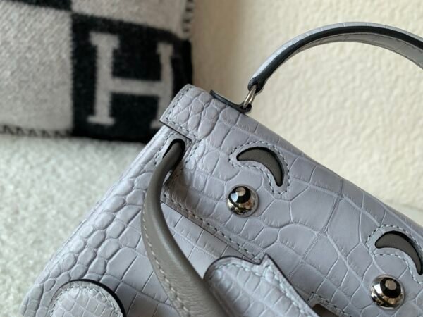 Global Shipping Kelly doll 16CM 80 Gris Perle Alligator Leather Full handmade Silver hardware