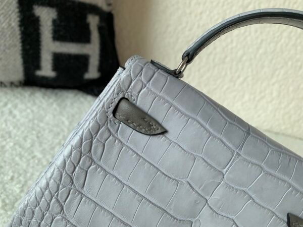 Global Shipping Kelly doll 16CM 80 Gris Perle Alligator Leather Full handmade Silver hardware
