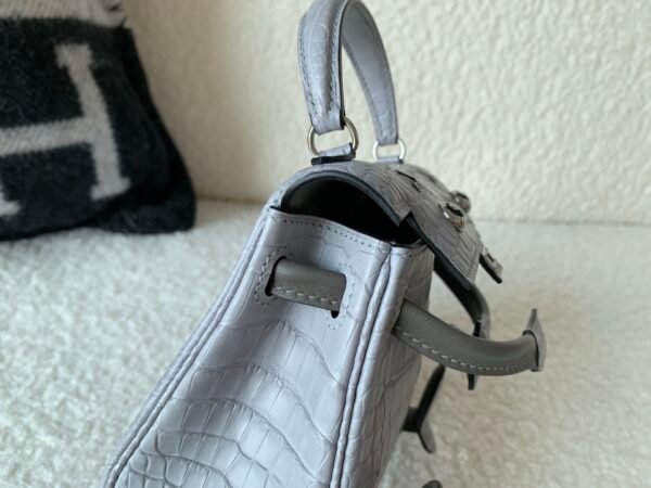 Global Shipping Kelly doll 16CM 80 Gris Perle Alligator Leather Full handmade Silver hardware