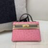 wsxc1777473799238_0-1 Mini Kelly 19CM L4 Rose Bubblegum Ostrich Leather Gold Hardware Top Handmade