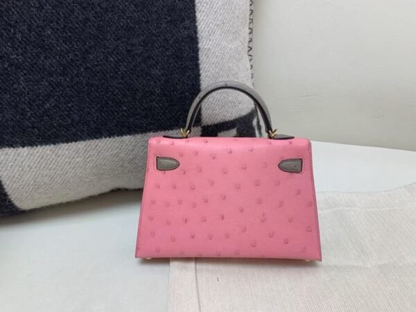 wsxc1777473799238_1 Mini Kelly 19CM L4 Rose Bubblegum Ostrich Leather Gold Hardware Top Handmade