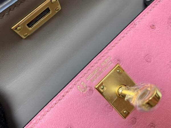 wsxc1777473799238_5 Mini Kelly 19CM L4 Rose Bubblegum Ostrich Leather Gold Hardware Top Handmade