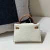Mini Kelly 19CM 3C Parchemin CK37 Gold Ostrich Leather Silver Hardware Top Handmade
